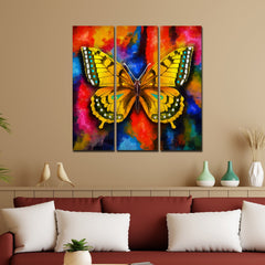 Beautiful Butterfly Canvas Wall Painting of 3 Pieces