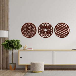 Beautiful Geometric Design in Circles Premium Wooden Wall Hanging