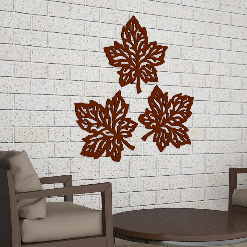 Beautiful Leaves in Brown Color Design Wooden Wall Hanging