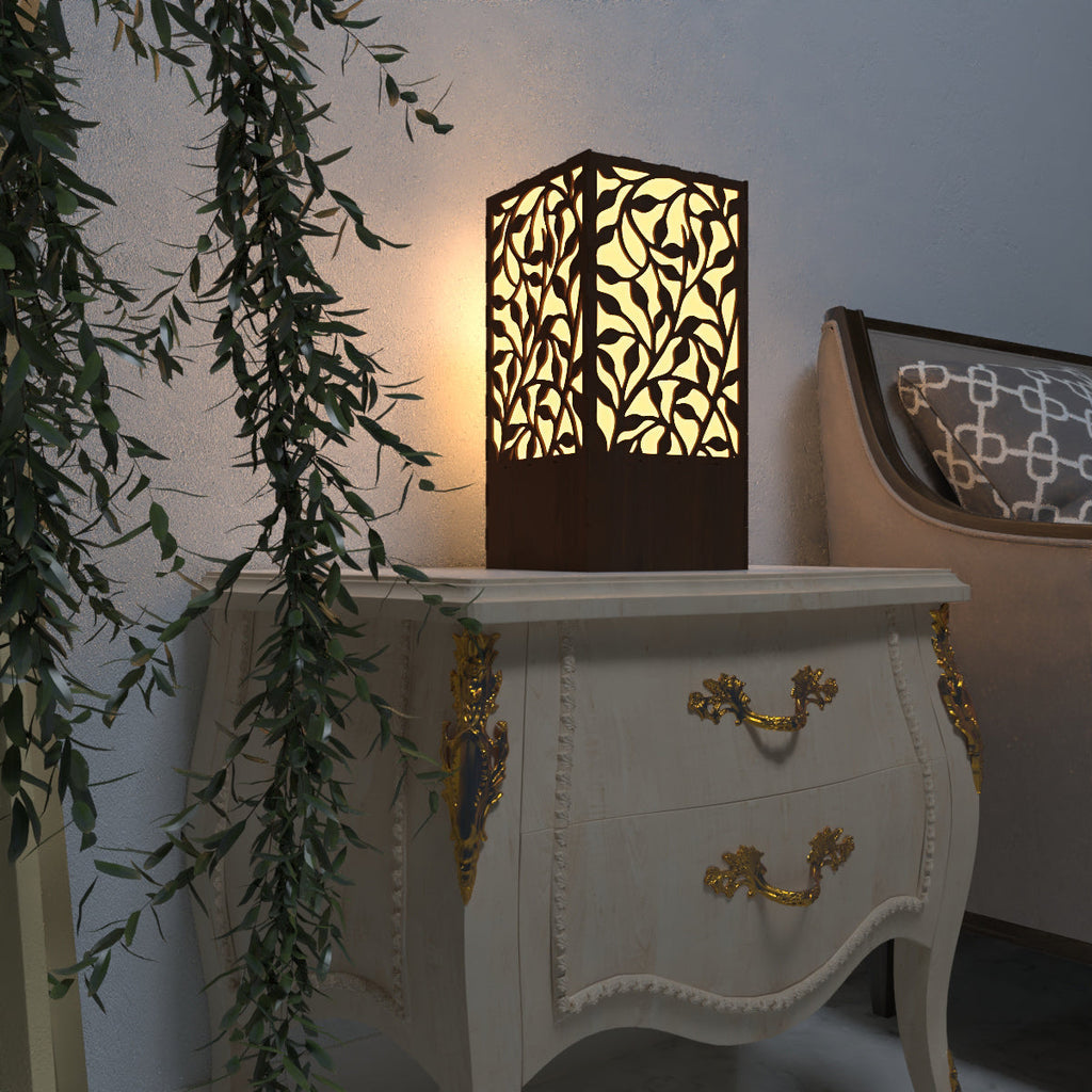 Modern Floral Pattern Table Modern Look Wooden Night Light Floral Pattern Table Lamp For Home Deco ...