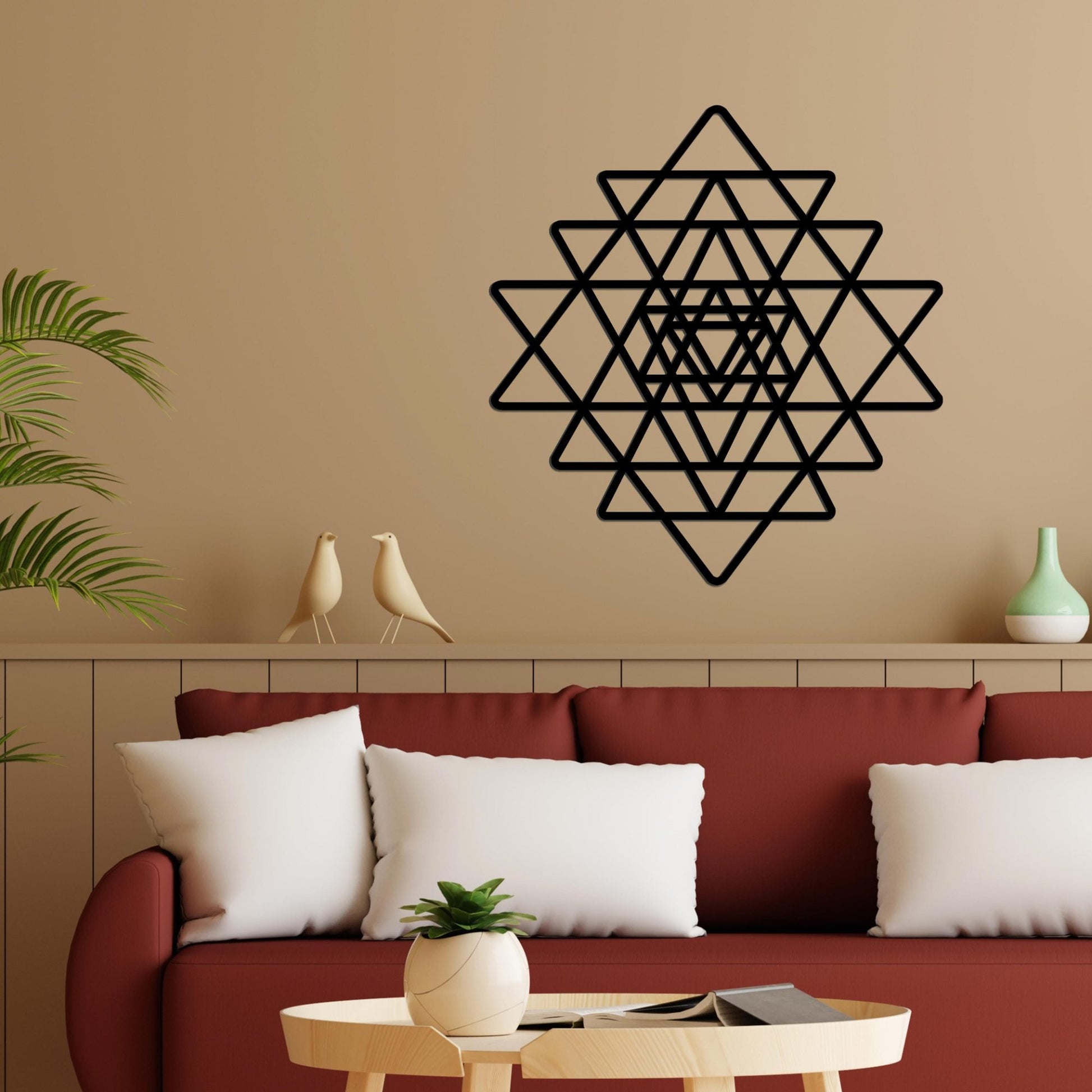 Beautiful Sri Yantra Black Color Design Wooden Wall Hanging