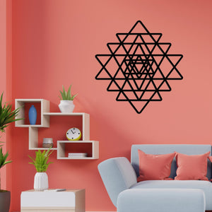 Beautiful Sri Yantra Black Color Design Wooden Wall Hanging