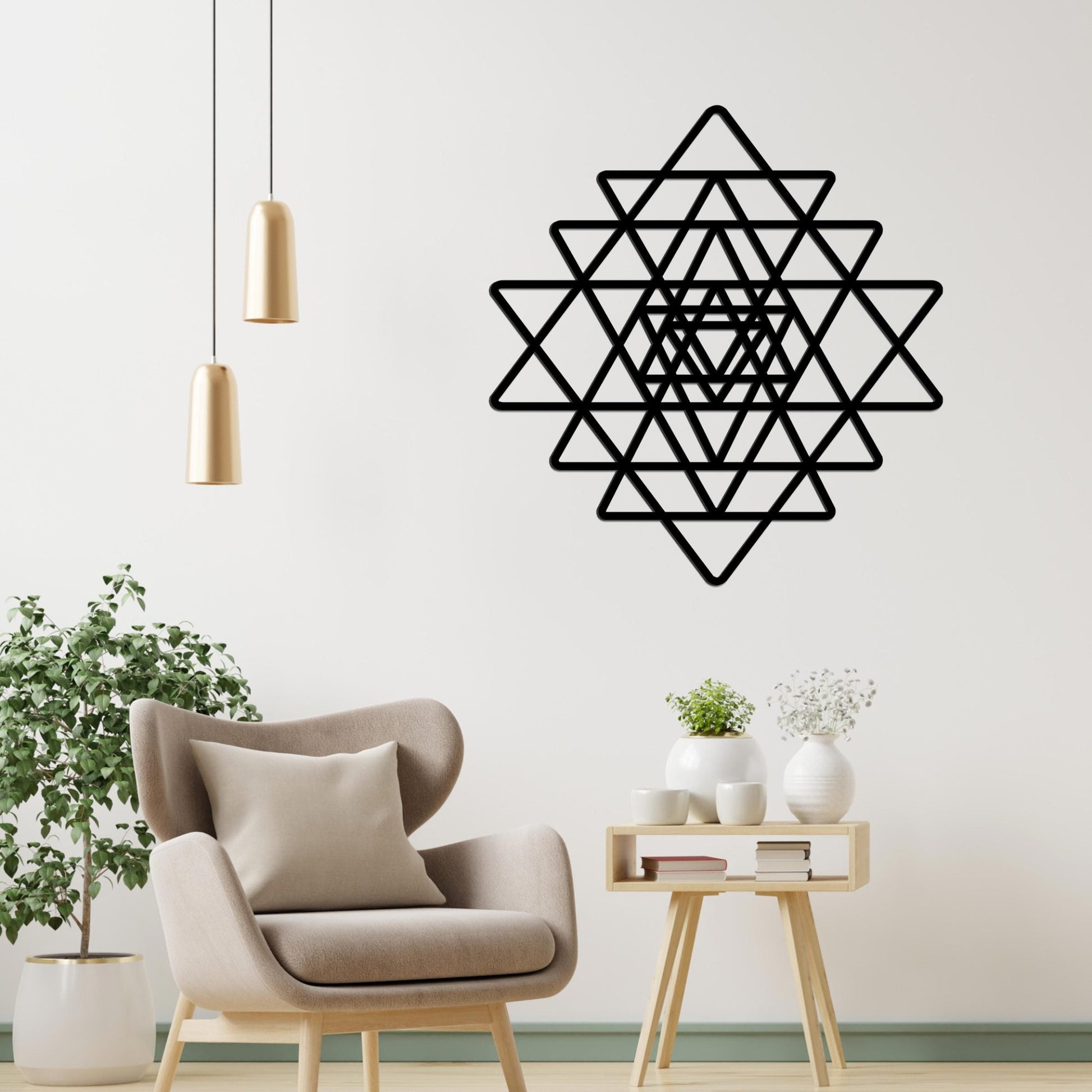 Beautiful Sri Yantra Black Color Design Wooden Wall Hanging