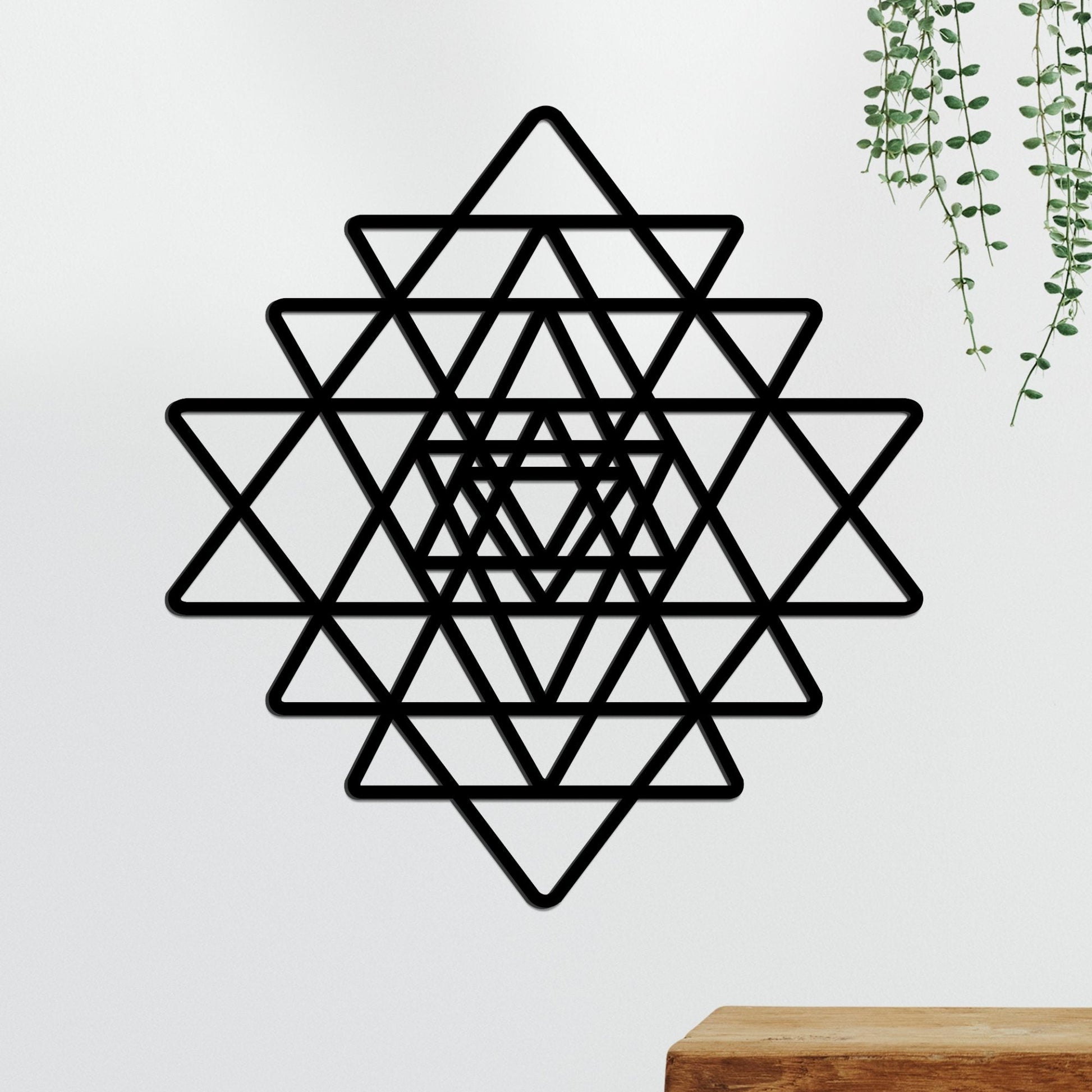 Beautiful Sri Yantra Black Color Design Wooden Wall Hanging