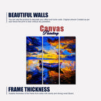 Beautiful Sunset & Boat Canvas Wall Painting of 3 Pieces