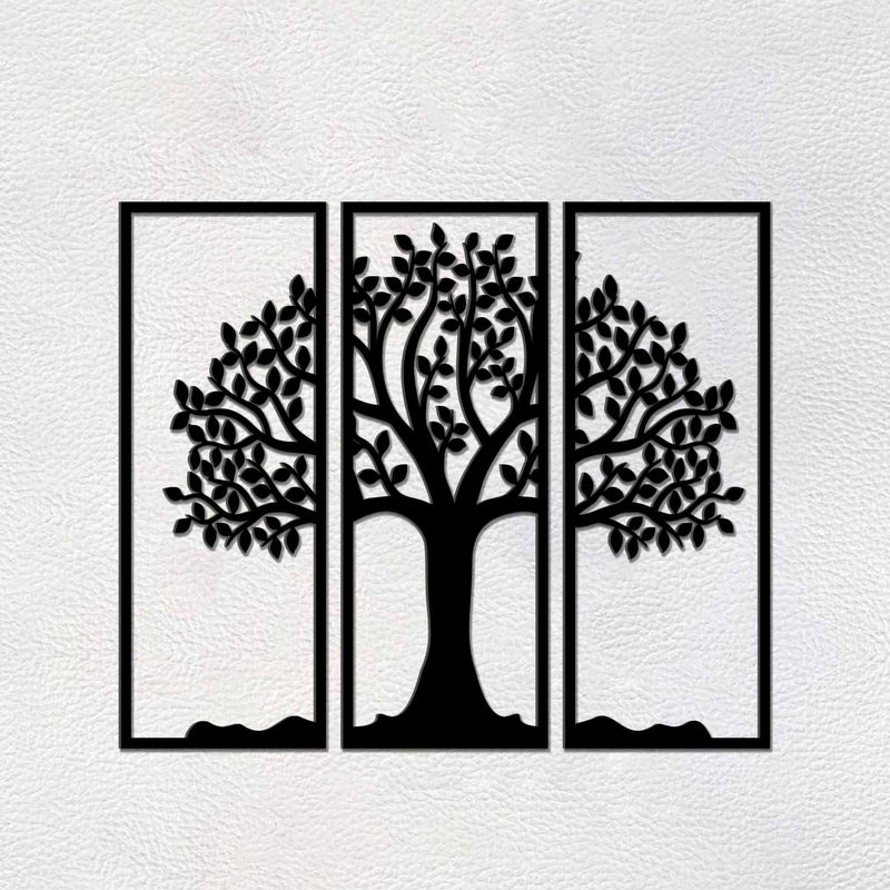 Beautiful Tree Design in 3 Pieces Premium Quality Wooden Wall Hanging