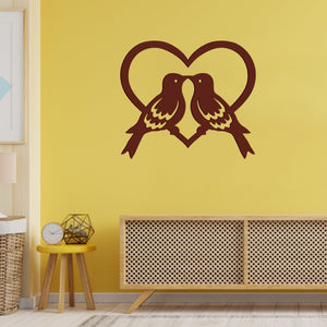 Beautiful Two Birds in Heart Design Premium Quality Wooden Wall Hanging