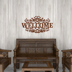 Beautiful Welcome in Mahogany Brown Color Design Wooden Wall Hanging