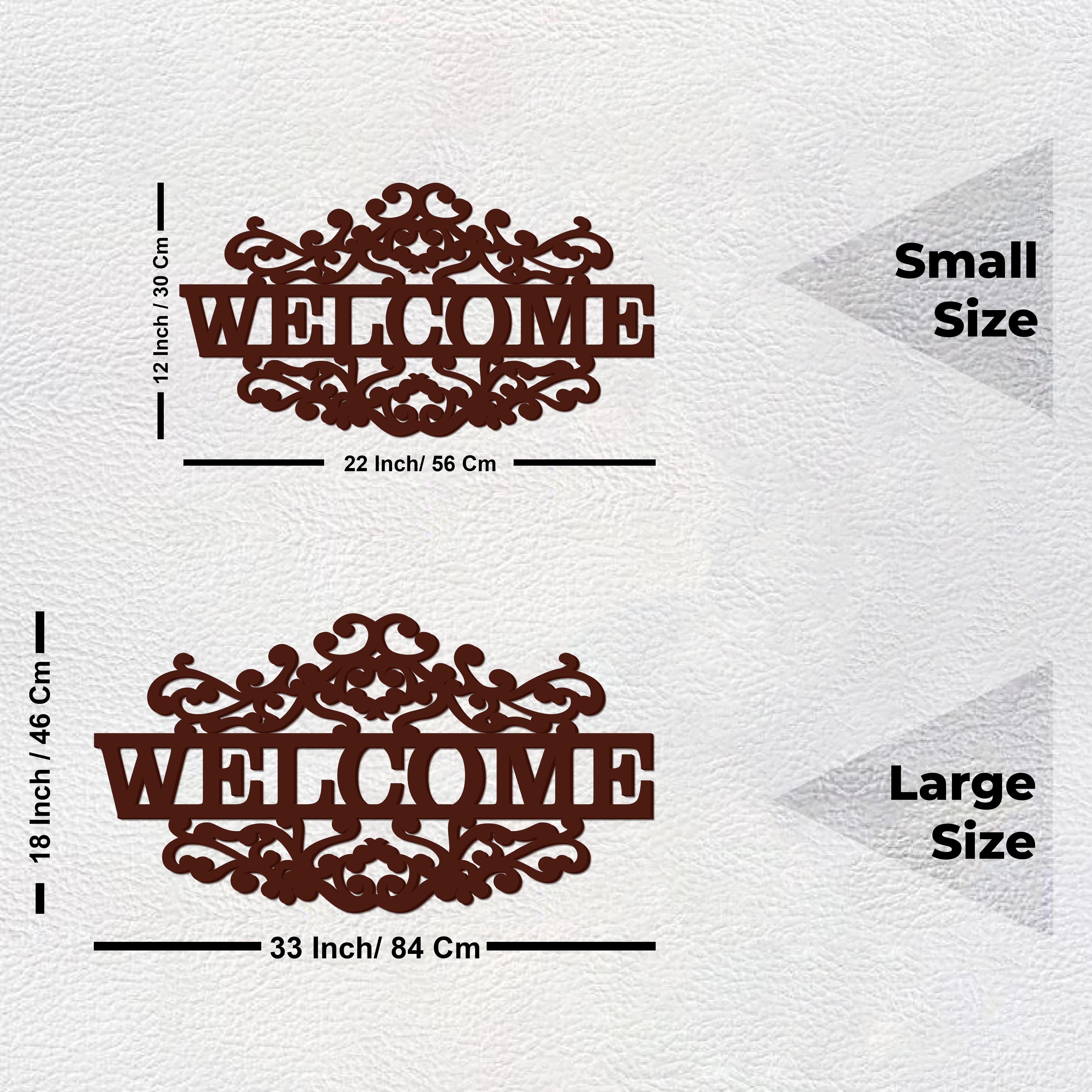 Beautiful Welcome in Mahogany Brown Color Design Wooden Wall Hanging
