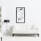 Beautiful Girl Line Art Frame Metal Wall Art Decor