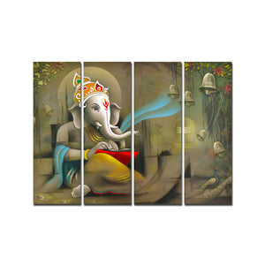 Beautiful Shree Ganesh Premium Wall Painting Set of 4