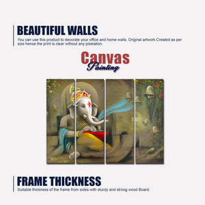 Beautiful Shree Ganesh Premium Wall Painting Set of 4