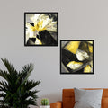 Beautiful White Flower Wall Painting of Two Pieces Floating Frame