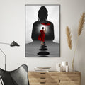 Buddha & Monk Floating Canvas Wall Painting