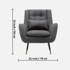 Premium Grey Thick Padded Velvet Sofa Lounge Chair with Cushion
