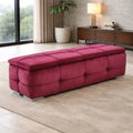 Multipurpose Velvet Storage Ottoman in Rich Wine Color