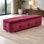 Multipurpose Velvet Storage Ottoman in Rich Wine Color