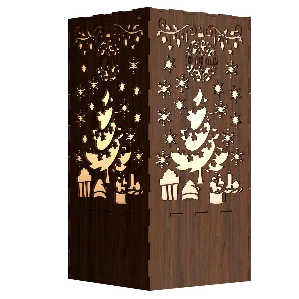 Christmas Scene Design Wooden Night Light Table Lamp