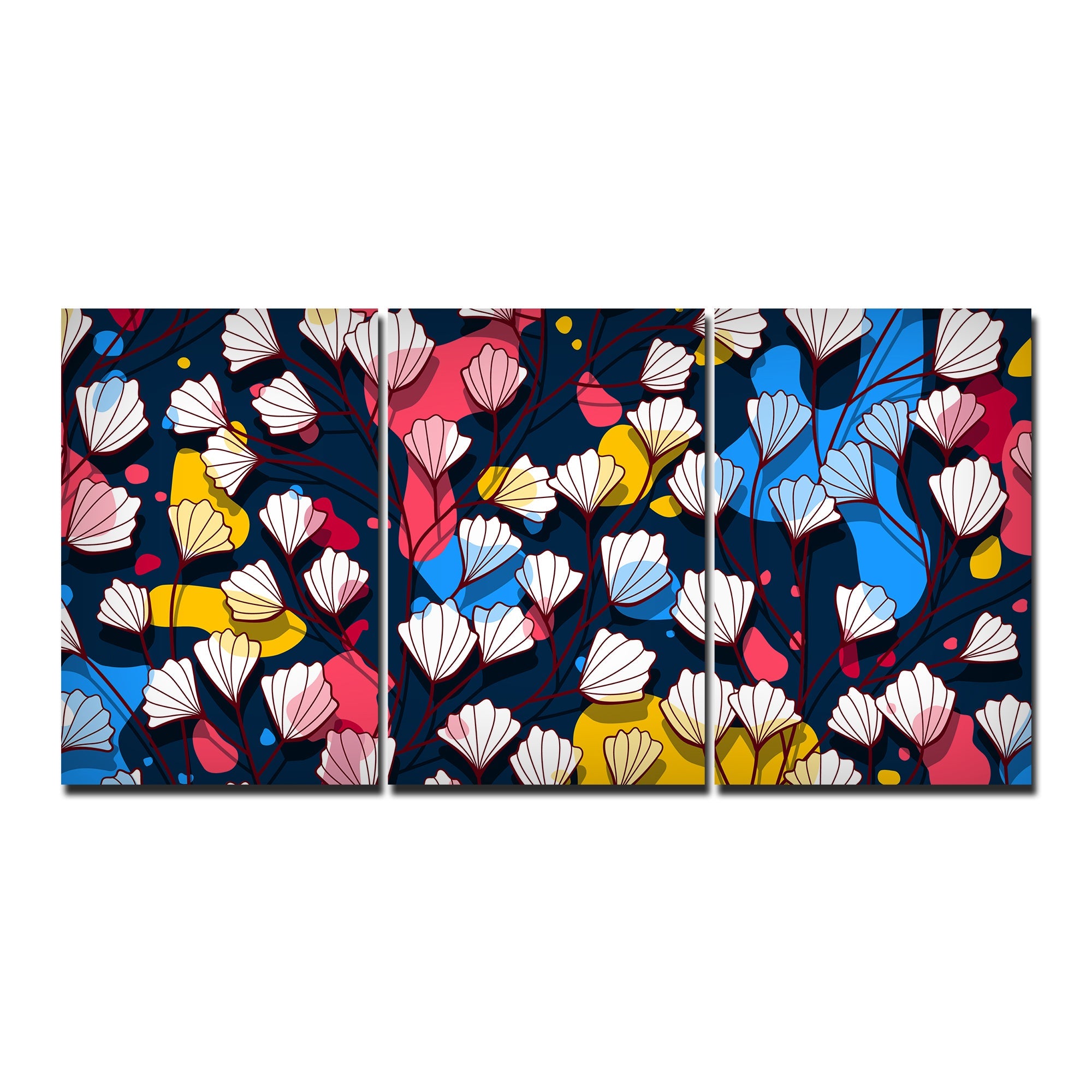 Colorful Abstract Flower Pattern Wall Painting of 3 Pieces