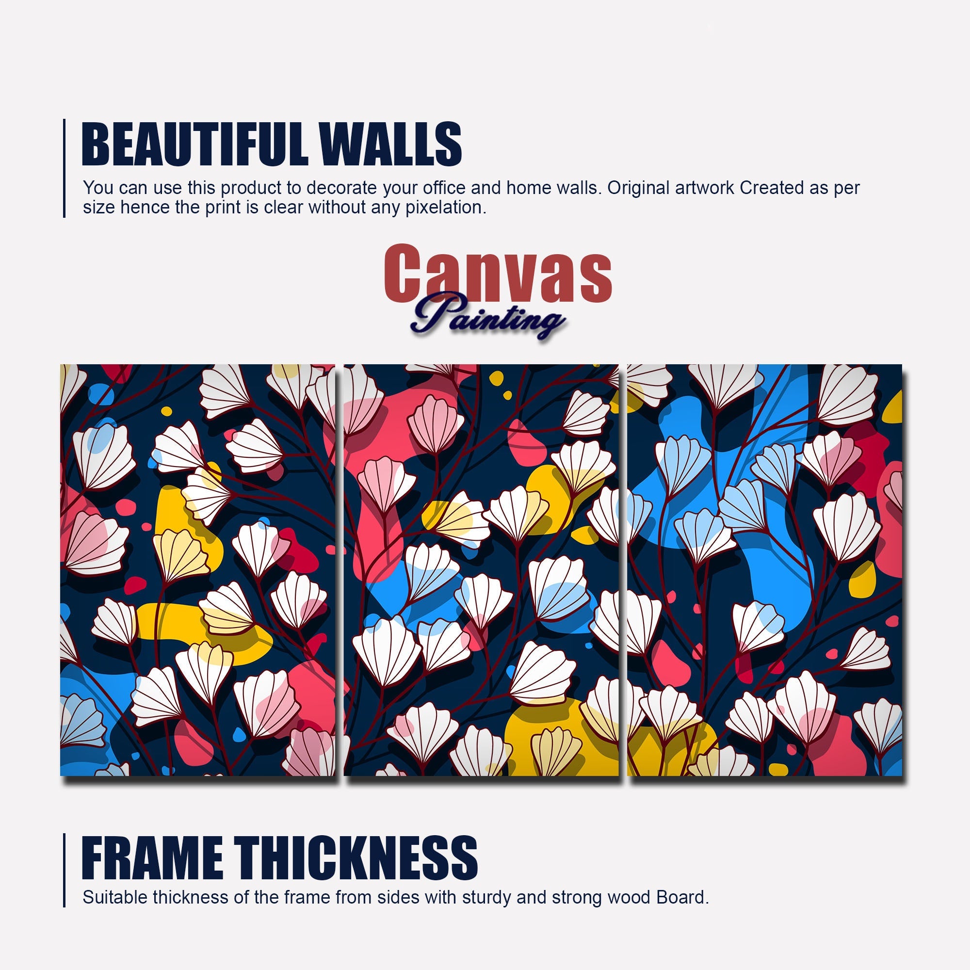 Colorful Abstract Flower Pattern Wall Painting of 3 Pieces