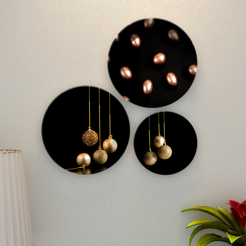 Decorative Christmas Balls Wall Plates Painting Set of Three