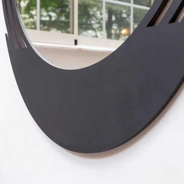 Designer Black Wall Mirror | Modern Round Decorative Style
