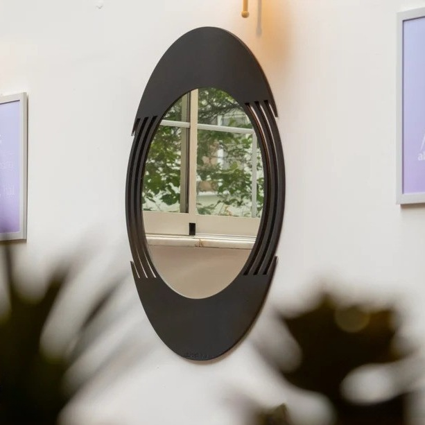 Designer Black Wall Mirror | Modern Round Decorative Style