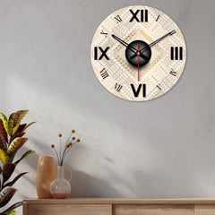 Detailed Golden Pattern Wooden Wall Clock