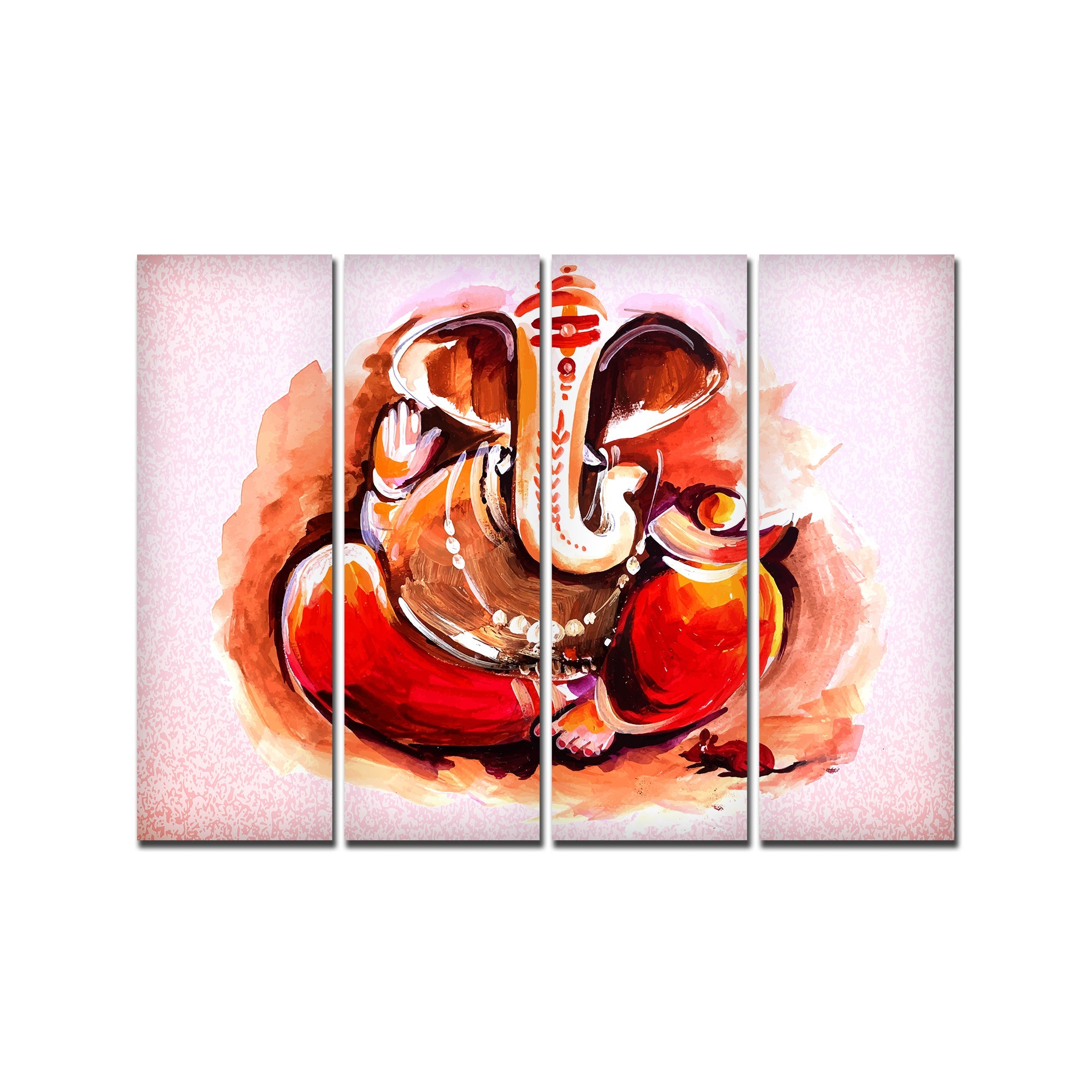 Devotional Lord Ganesha Abstract Art Wall Painting Set of 4