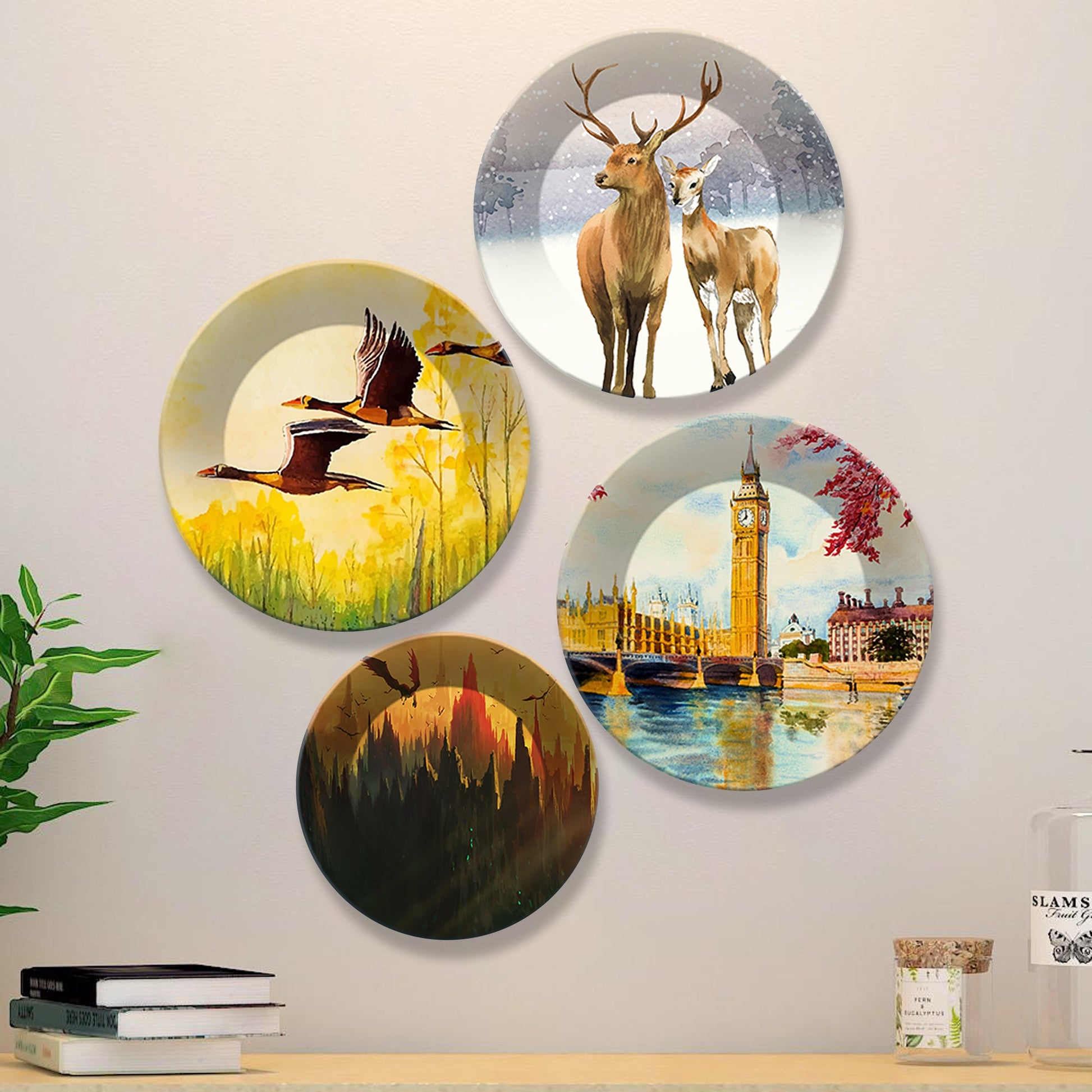 Different Seasons Wall Plates Painting Set of Four