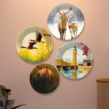 Different Seasons Wall Plates Painting Set of Four