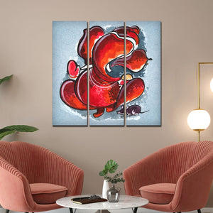 Divine Ganesha Abstract Art Canvas Wall Painting Set of Three