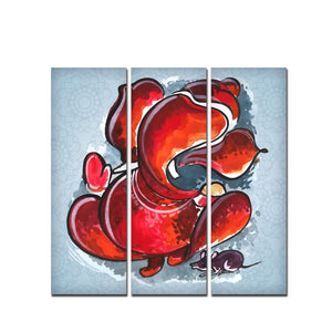 Divine Ganesha Abstract Art Canvas Wall Painting Set of Three