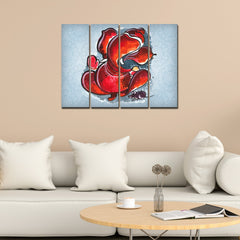 Divine Ganesha Abstract Art Canvas Wall Painting Set of 4