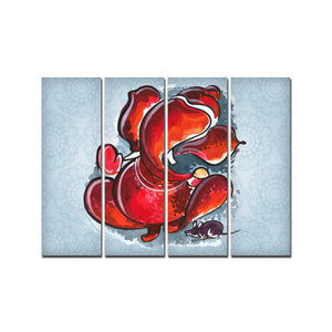 Divine Ganesha Abstract Art Canvas Wall Painting Set of 4