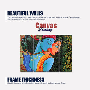 Divine Radha Krishna Canvas Wall Painting Set of 4 Pieces