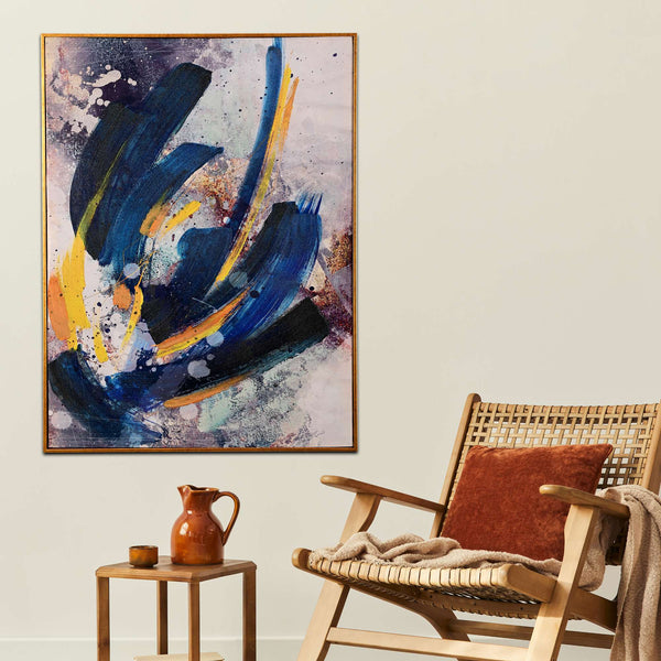 Eclipse of Ember Abstract Hand Painted Wall Painting with Floating Frame
