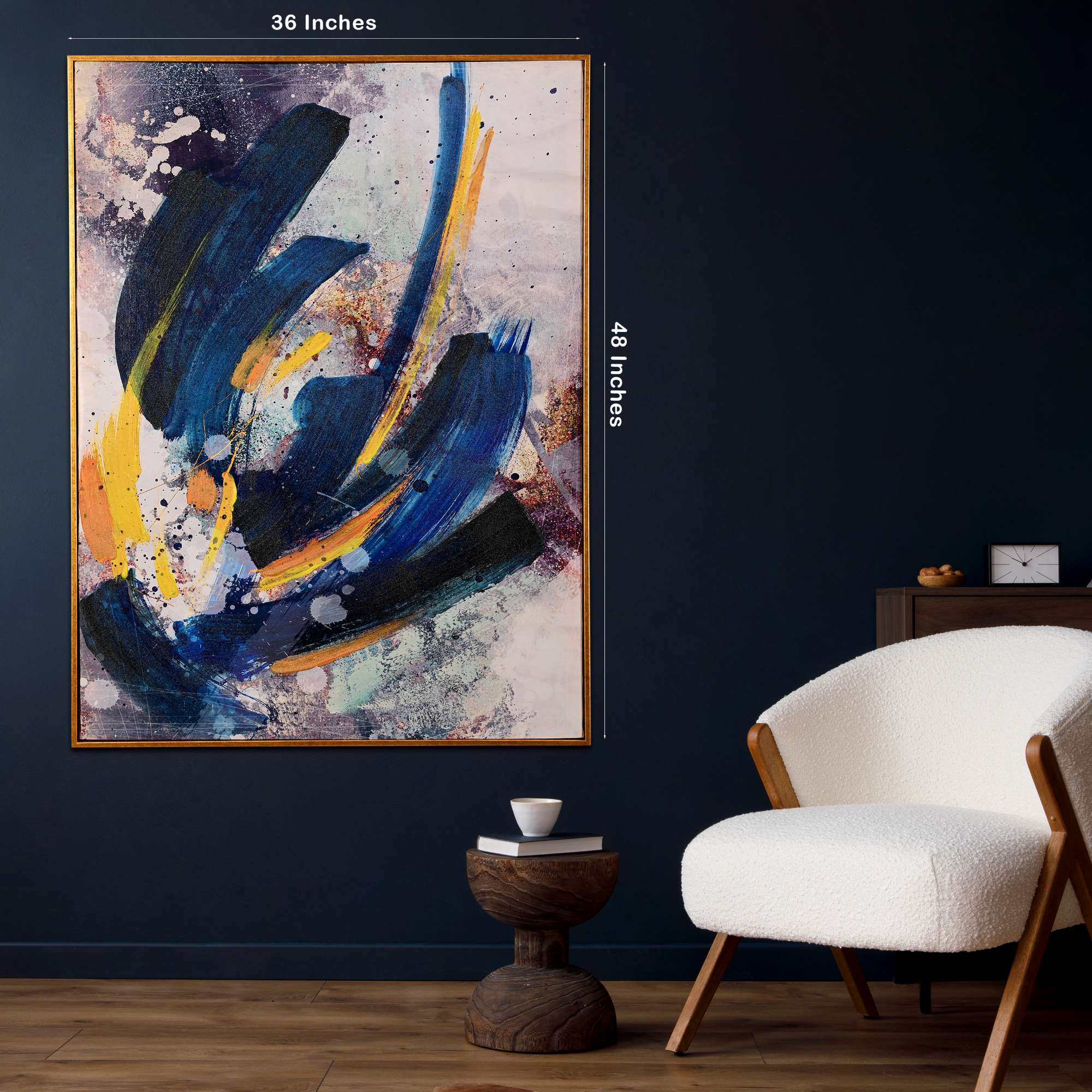 Eclipse of Ember Abstract Hand Painted Wall Painting with Floating Frame