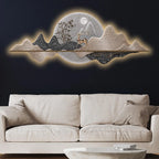 Elegant Deer Moonlight Landscape Premium Crystal Glass Backlit LED Painting