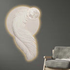 Ethereal Feather Moonlight Premium Crystal Glass Backlit LED Painting