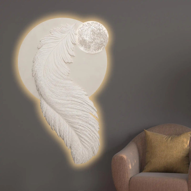 Ethereal Feather Moonlight Premium Crystal Glass Backlit LED Painting