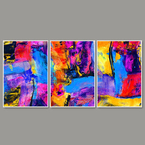 Beautiful Color Blend Artwork Floating Canvas Wall Painting Set of 3