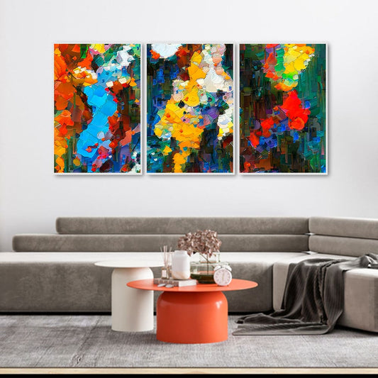 Unique Art of Color Blend Floating Canvas Wall Painting Set of 3