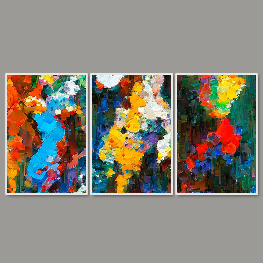 Unique Art of Color Blend Floating Canvas Wall Painting Set of 3