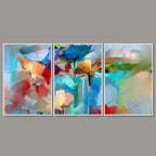 Color Abstract Art Floating Wall Painting Set of 3