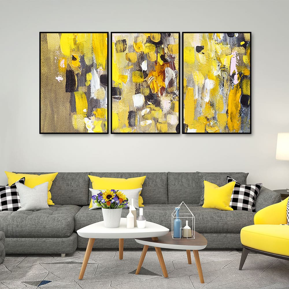 Beautiful Colorful Texture Abstract Art Floating Wall Painting Set of 3