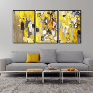 Beautiful Colorful Texture Abstract Art Floating Wall Painting Set of 3