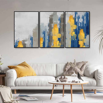 Unique Art of Color Blend Texture Abstract Artwork Floating Wall Painting Set of 3