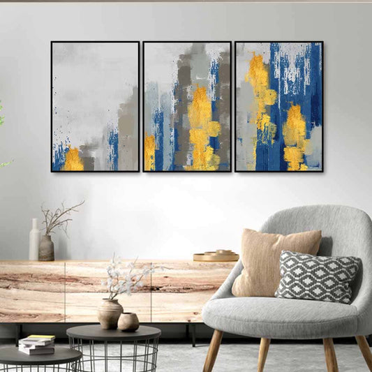 Unique Art of Color Blend Texture Abstract Artwork Floating Wall Painting Set of 3