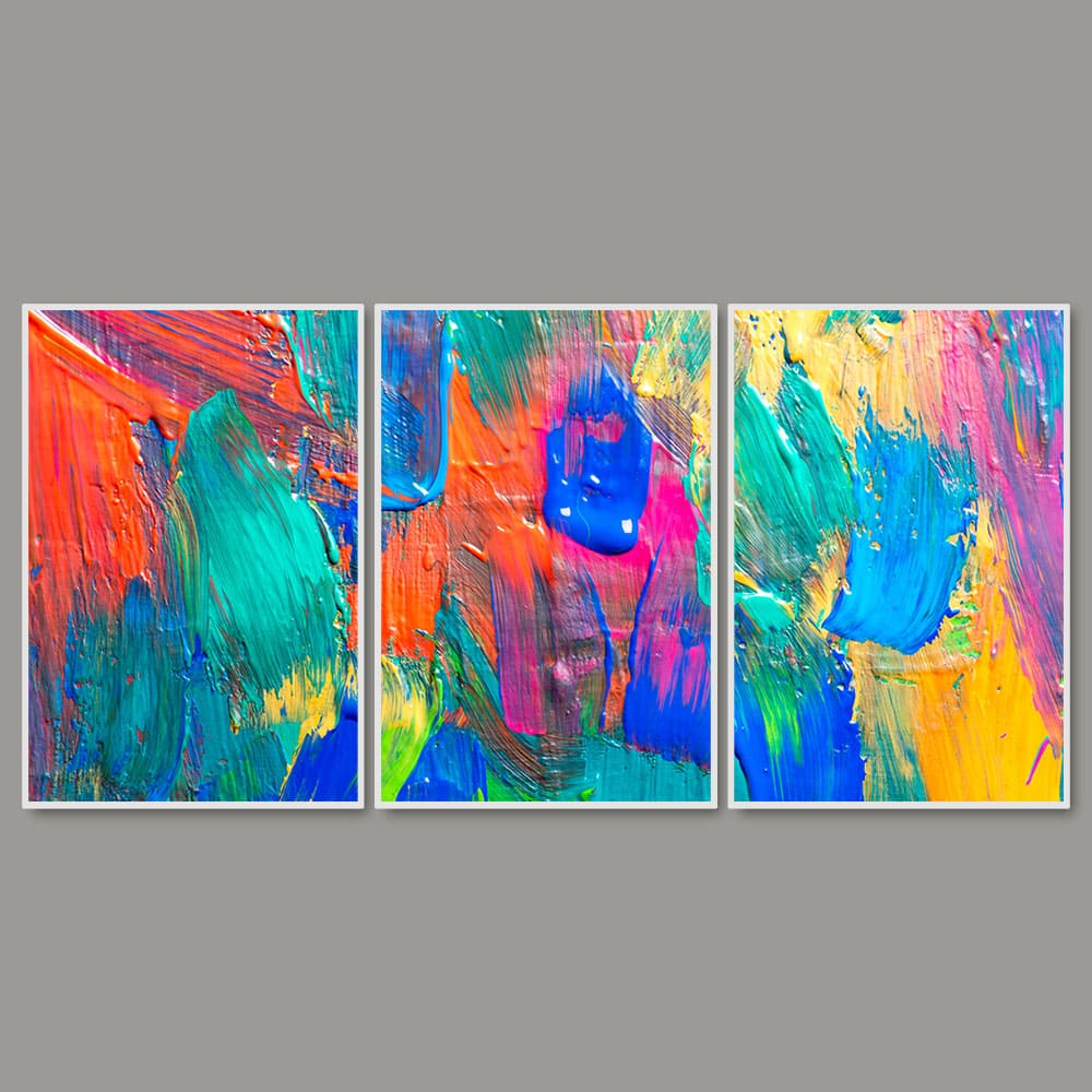 Color Blend Abstract Art Premium Floating Wall Painting Set of 3